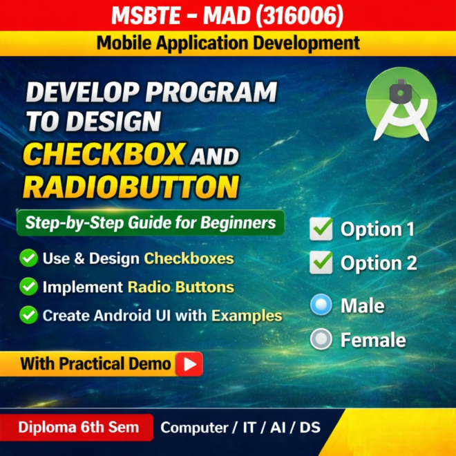 Develop a Program to Design CheckBox and RadioButton | MAD 316006 | Mobile Application Development