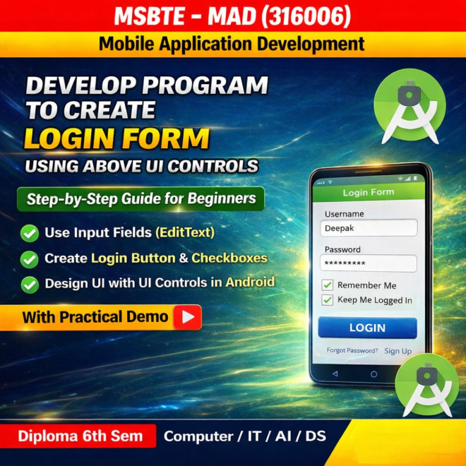 Develop a Program to Create a Login Form using UI Controls | MAD 316006
