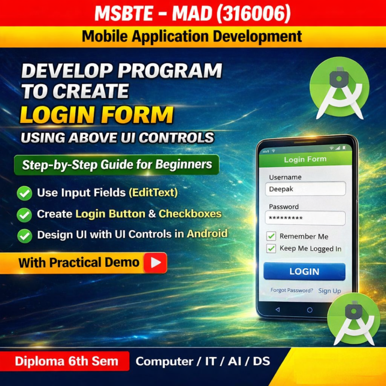 Develop a Program to Create a Login Form using UI Controls | MAD 316006